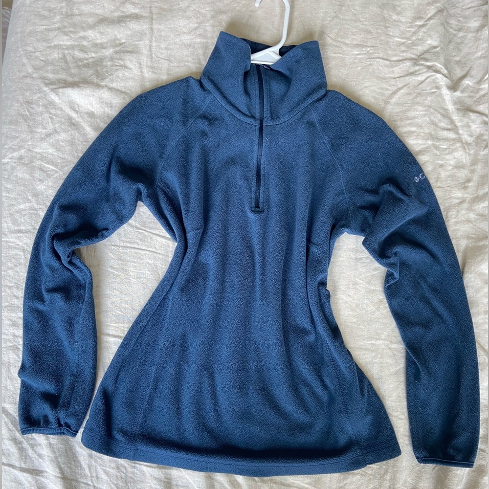 Columbia fleece quarter-zip pullover, navy blue, size small